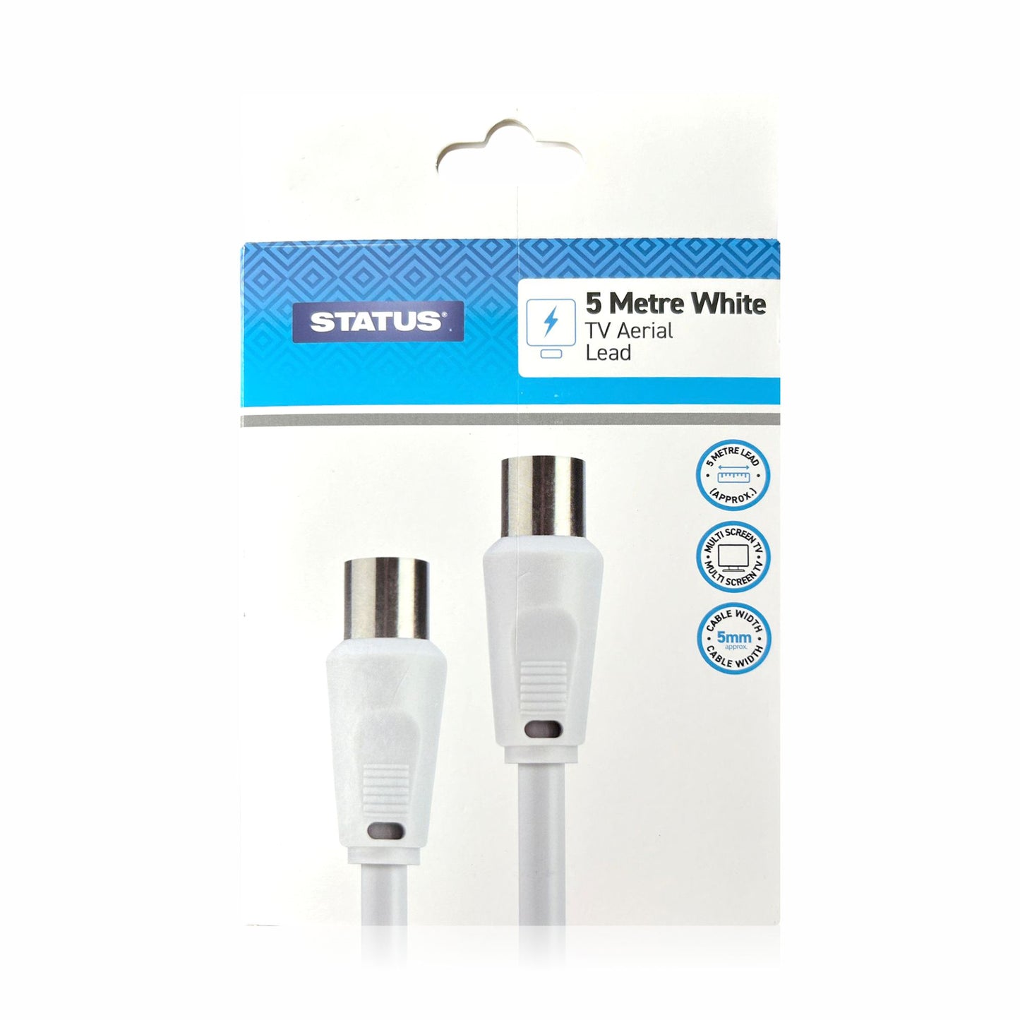 5M White TV Aerial Lead