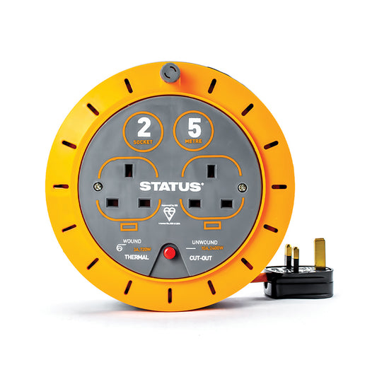 5 Mtr - 10 amp - 2 Socket Outlet with Thermal Cut Out - Cassette Reel - 1 pk