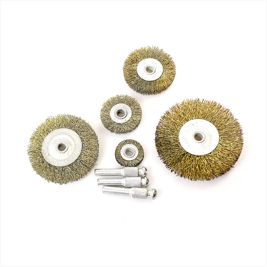 5 Pc Metallic Disc Brush & Cut Set 6mm Electric Spindle Tube Tips