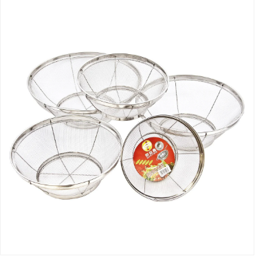 5 Piece Steel Mesh Deep Round Fruit And Vegetable Strainer Drainer Net Baskets