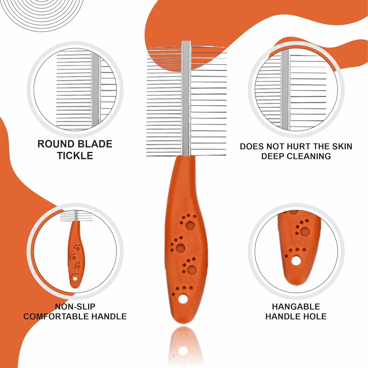 Dog Detangler Brush With Handle Pet Comb Metal Teeth