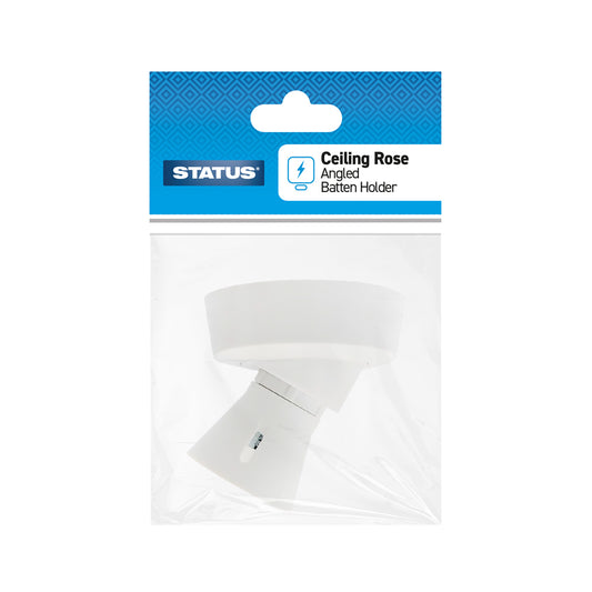 5 amp - Angle Ceiling Rose Battern Holder - BC - White - 1 pk - in Poly Bag / Header Card