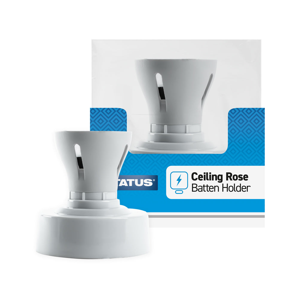 5 amp - Ceiling Rose Battern Holder - BC - White - 1 pk - in Poly Bag - in Colour CDU