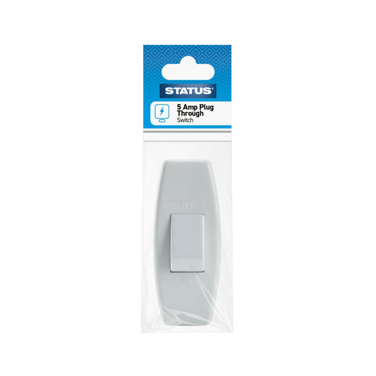 5 amp - Plug through Switch - White - 1 pk - in Poly Bag / Header Card