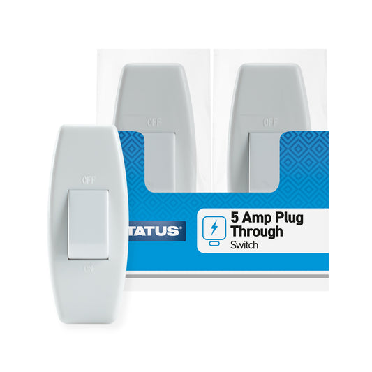 5 amp - Plug through Switch - White - 1 pk - in Poly Bag - in Colour CDU