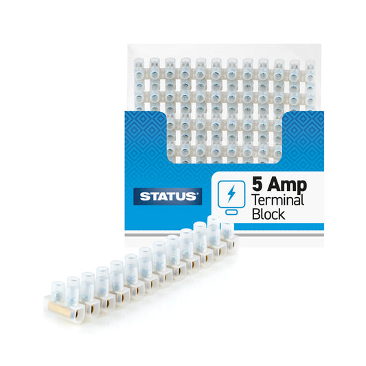 5 amp - Terminal Block - Clear - "bulk" - 12 blocks per strip - in Colour CDU