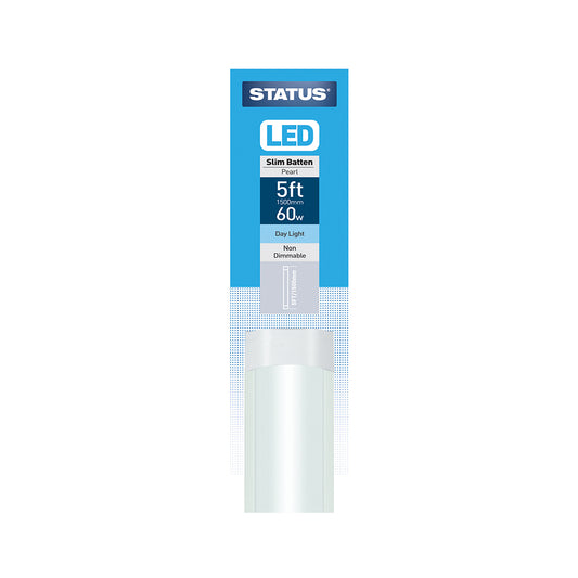 5ft / 1800mm - 60w = 5200 lumens - LED - Slim Line Batten - Pearl - Day Light - 1 pk box