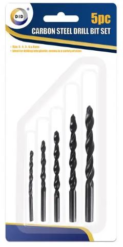 5pc Carbon Steel Drill Bit Set