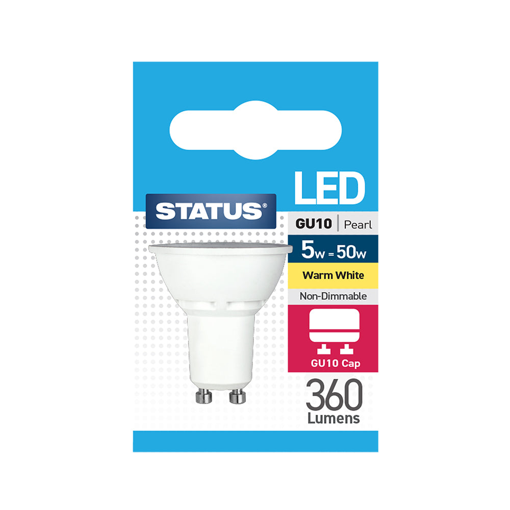 5w = 40w = 470 lumens - LED - GU10 - 100° - PA - Pearl - Warm White - 1 pk box - in White CDU