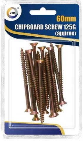 60mm Chipboard Screws 125G