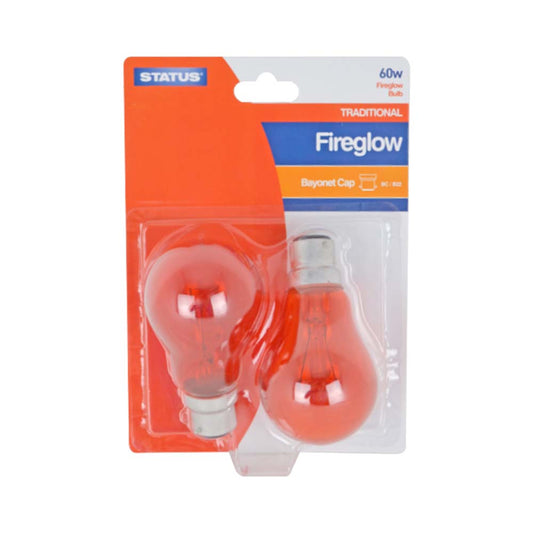 60w - GLS - Fireglow - BC - 2 pk - Blister Card