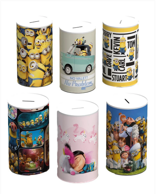 6 Assorted Styles Despicable Me Money Tin 145mm x 110mm