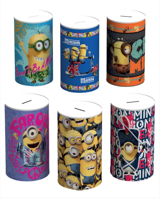 6 Assorted Styles Minions Money Tin 145mm x 110mm