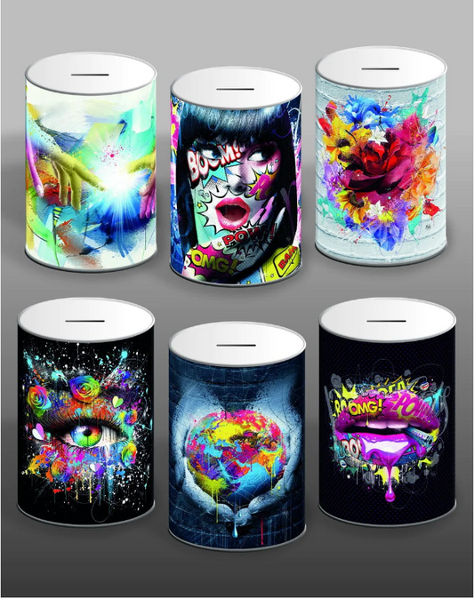 6 Assorted Styles Moki Animal Money Tin 145mm x 110mm