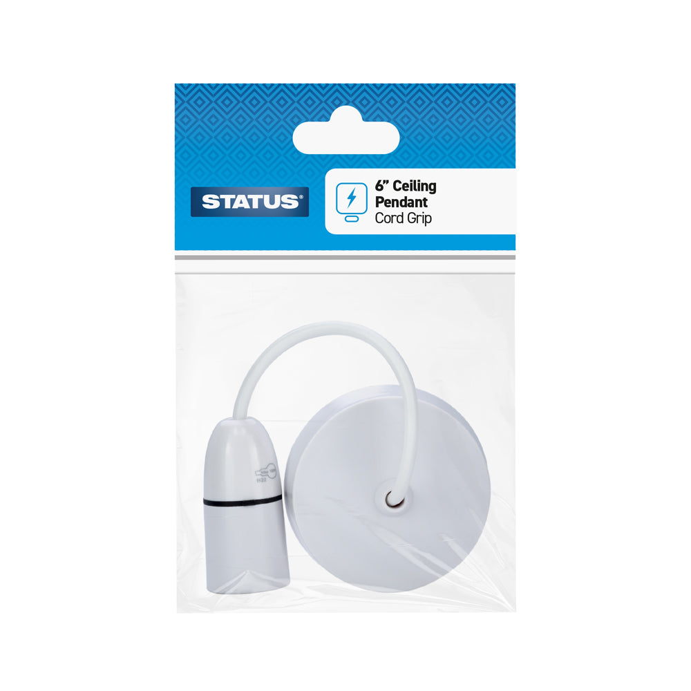 6" Ceiling Pendant - White - 1 pk - in Poly Bag / Header Card