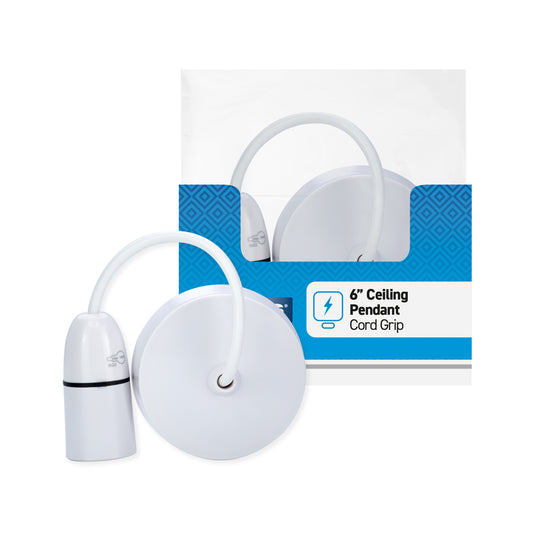 6" Ceiling Pendant - White - 1 pk - in Poly Bag - in Colour CDU