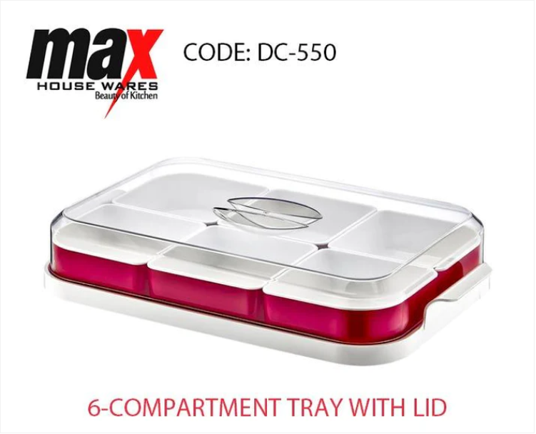 6 Compartment Tray With Lid Kitchen Home