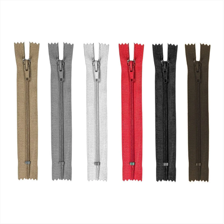 6 Pack Assorted Colour Sewing Open Ended Zip 23cm