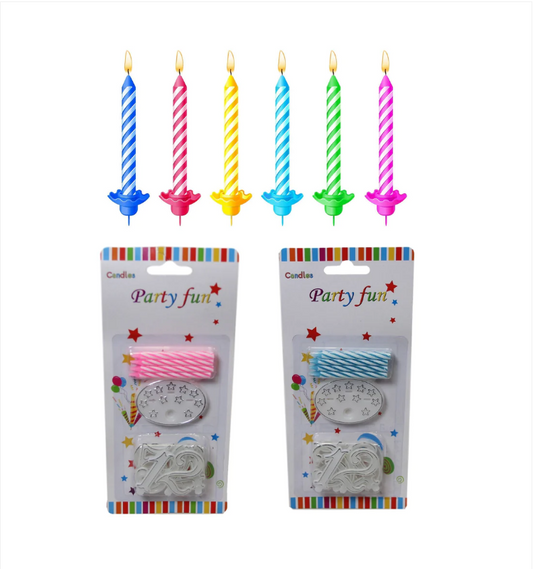 6 Pack Birthday Candles With Numbers 1-10 Available in Blue and Pink 1 Pack