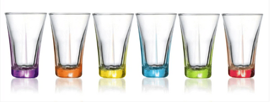 6 Pack Coloured Tumbler Drinking Glasses Sleeve Pack