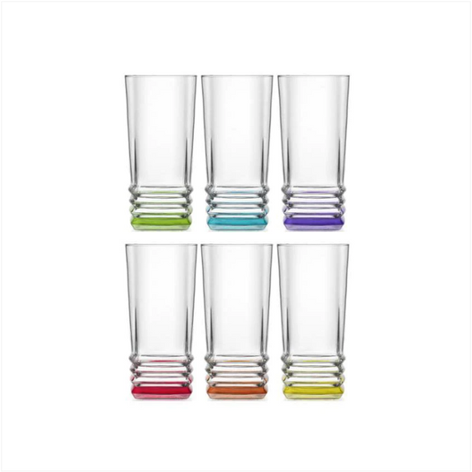 6 Pack Coral Elegan Glasses 335cc 11 1/4 oz