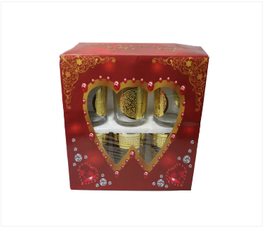 6 Pack High Quality Drinking Glasses Gold Print Dinner Drinking 10cm