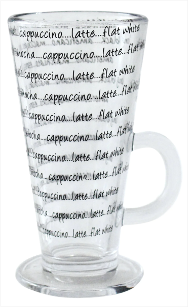 6 Pack Script Collection Latte Glass 240ml