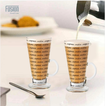 6 Pack Script Collection Latte Glass 240ml