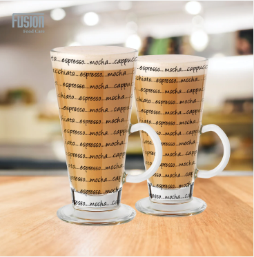 6 Pack Script Collection Latte Glass 240ml