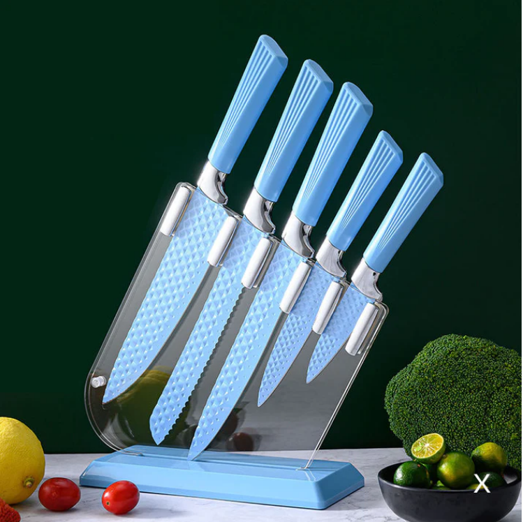 6 Piece Knife Set Assorted Colours Pink / Blue