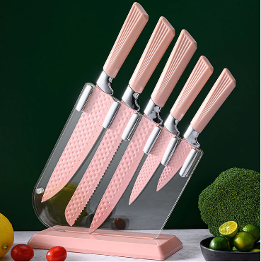6 Piece Knife Set Assorted Colours Pink / Blue