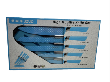 6 Piece Knife Set Assorted Colours Pink / Blue