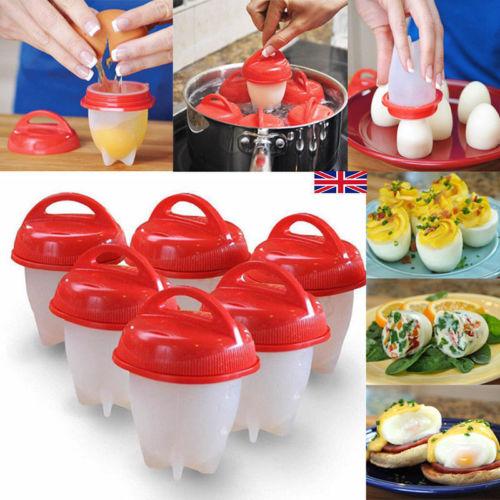 6 Silicone Egg Boil Shells Boiled Egg Separator Cooker Cone Boil Eggs Perfect Egg