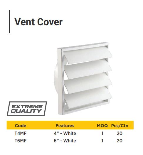 "6"" VENT COVER (GRAVITY) WHITE"