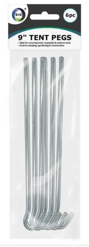 6pc 9" Tent Pegs