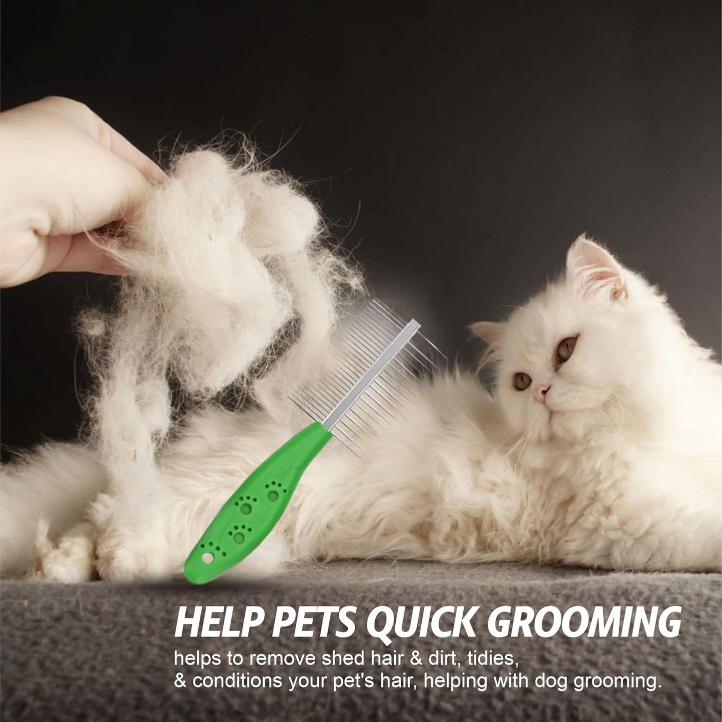 Dog Detangler Brush With Handle Pet Comb Metal Teeth