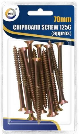70mm Chipboard Screws 125G
