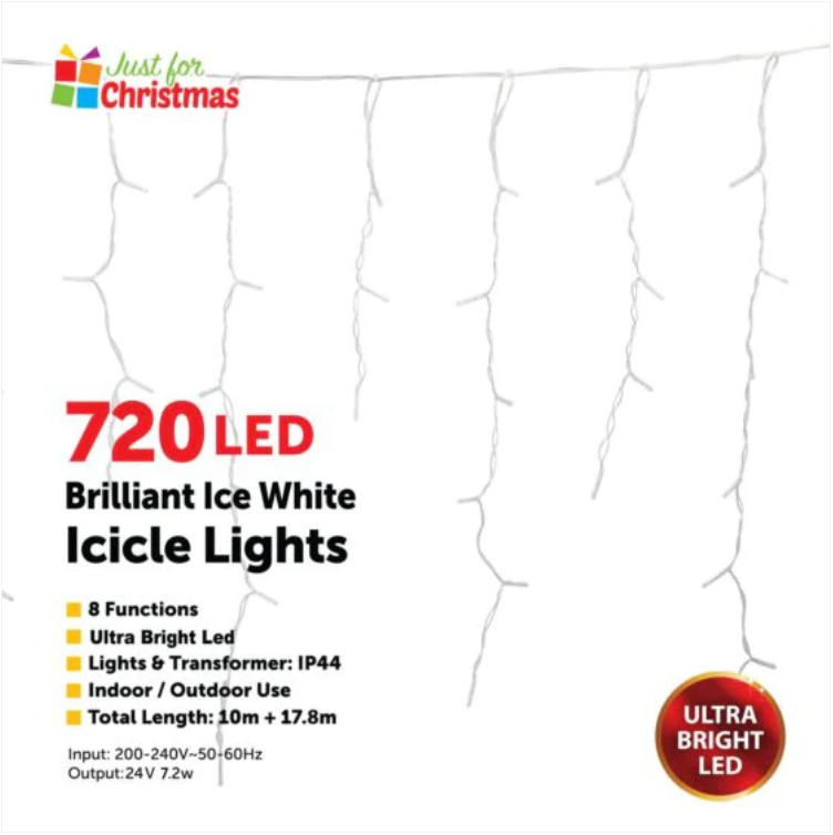 720LED Brilliant Ice White Icicle Lights