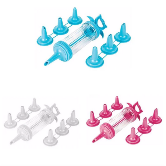 7PC Nozzle Decorative Cake, Cupcake Icing & Piping Plastic Sugarcraft Gun Set