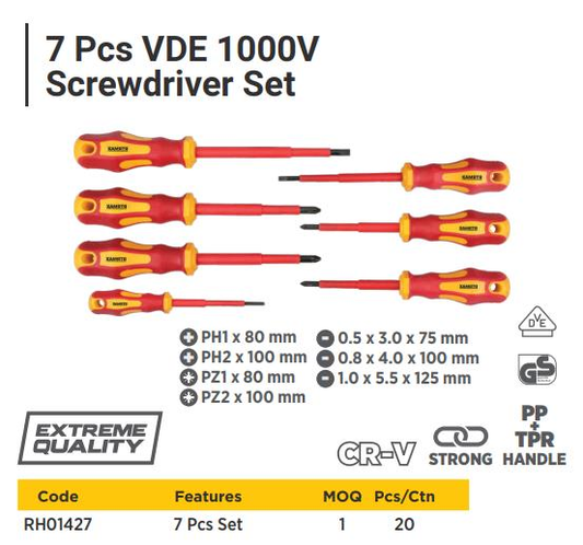 7 PCS VDE 1000V SCREWDRIVER SET