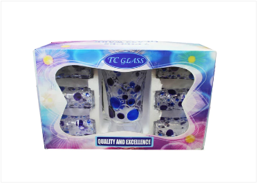 7 Piece Glassware Set Water Jug and 6 Glasses Tumblers Coloured Effect Glass