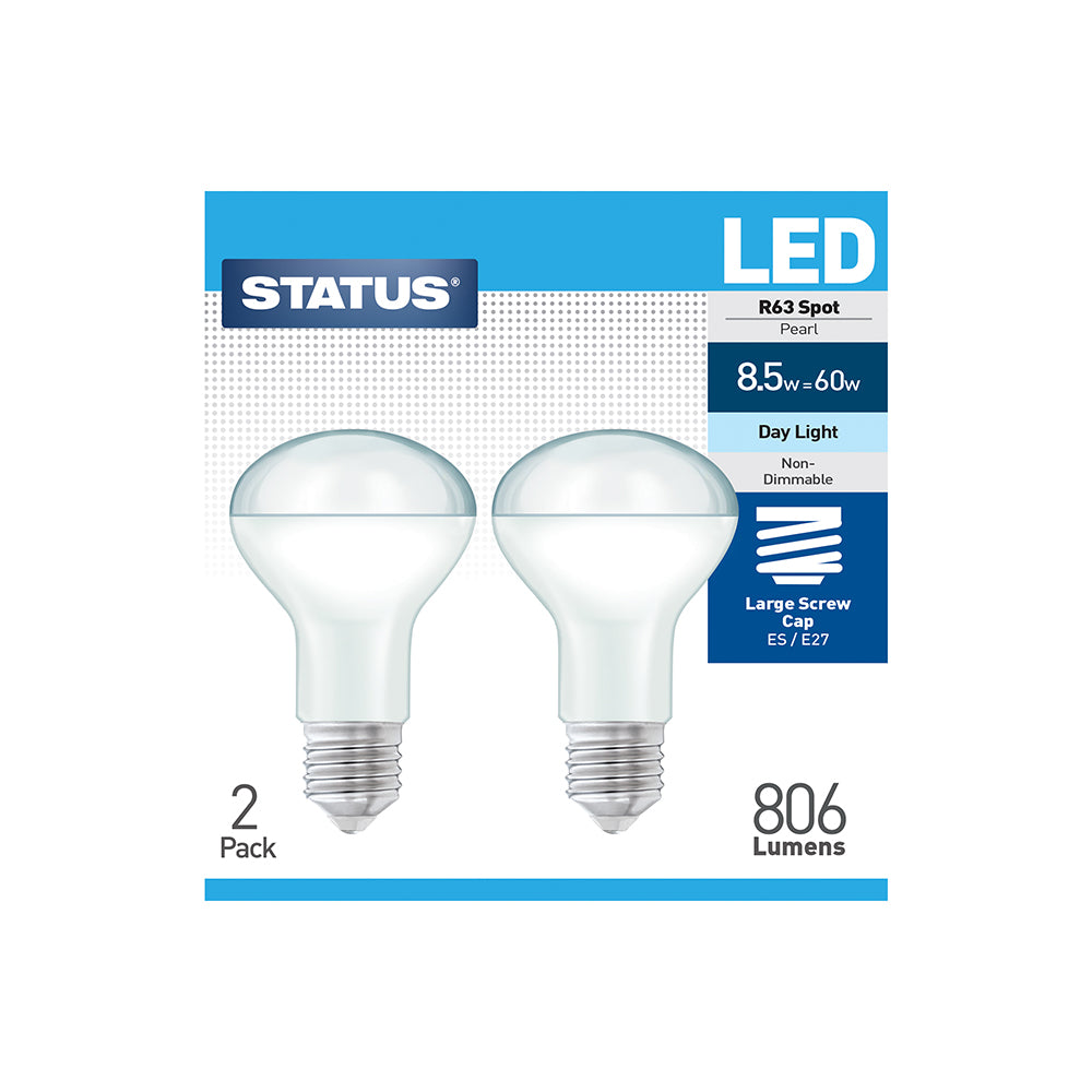 8.5w = 60w = 806 lumens - R63 Reflector Spot - ES - Daylight - 2 pk box - in White CDU