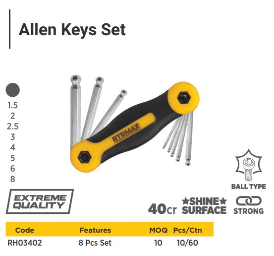 8 PCS FOLDING ALLEN KEY BALL TYPE