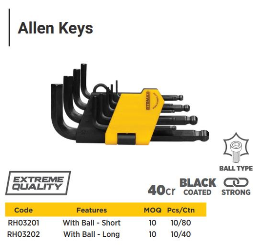 9PCS/SET ALLEN KEYS WITH BALL (LONG)