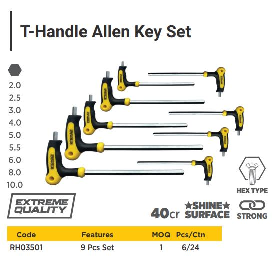 9 PCS T TYPE ALLEN KEY HEXANGULAR