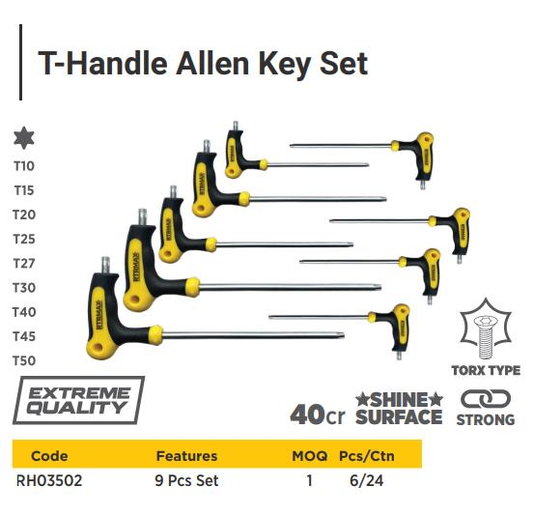 9 PCS T TYPE ALLEN KEY TORX