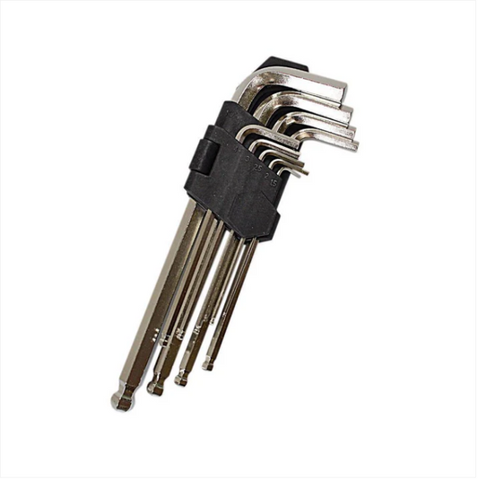 9 Pc Large Metric Hex Ball Allen Key Wrench Set 1.5 2 2.5 3 4 5 6 8 & 10mm Diy