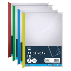 A4 Clipbar File, 4pk