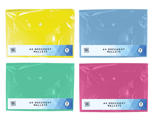 A4 Document Wallets - 2 Pack
