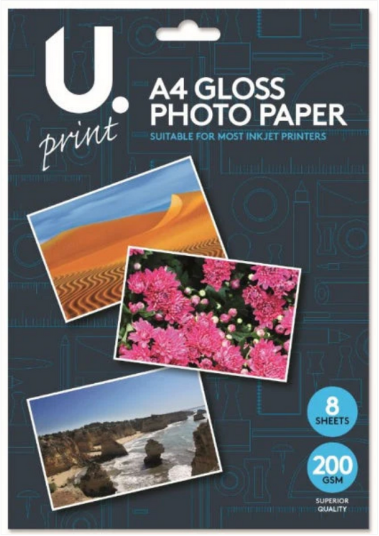 A4 Gloss Photo Paper Includes 8 Sheets 200GSM Superior Quality
